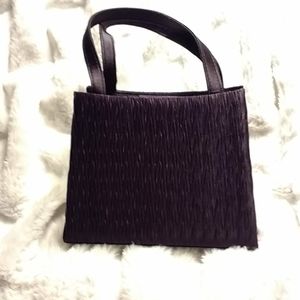 NWOT Navy Blue Ruched Satin Bag